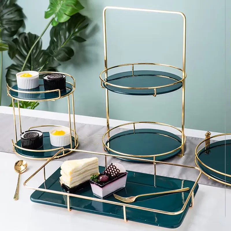 Luxury Golden Cake Stand Set M - Display Risers Set ulasan dan harga