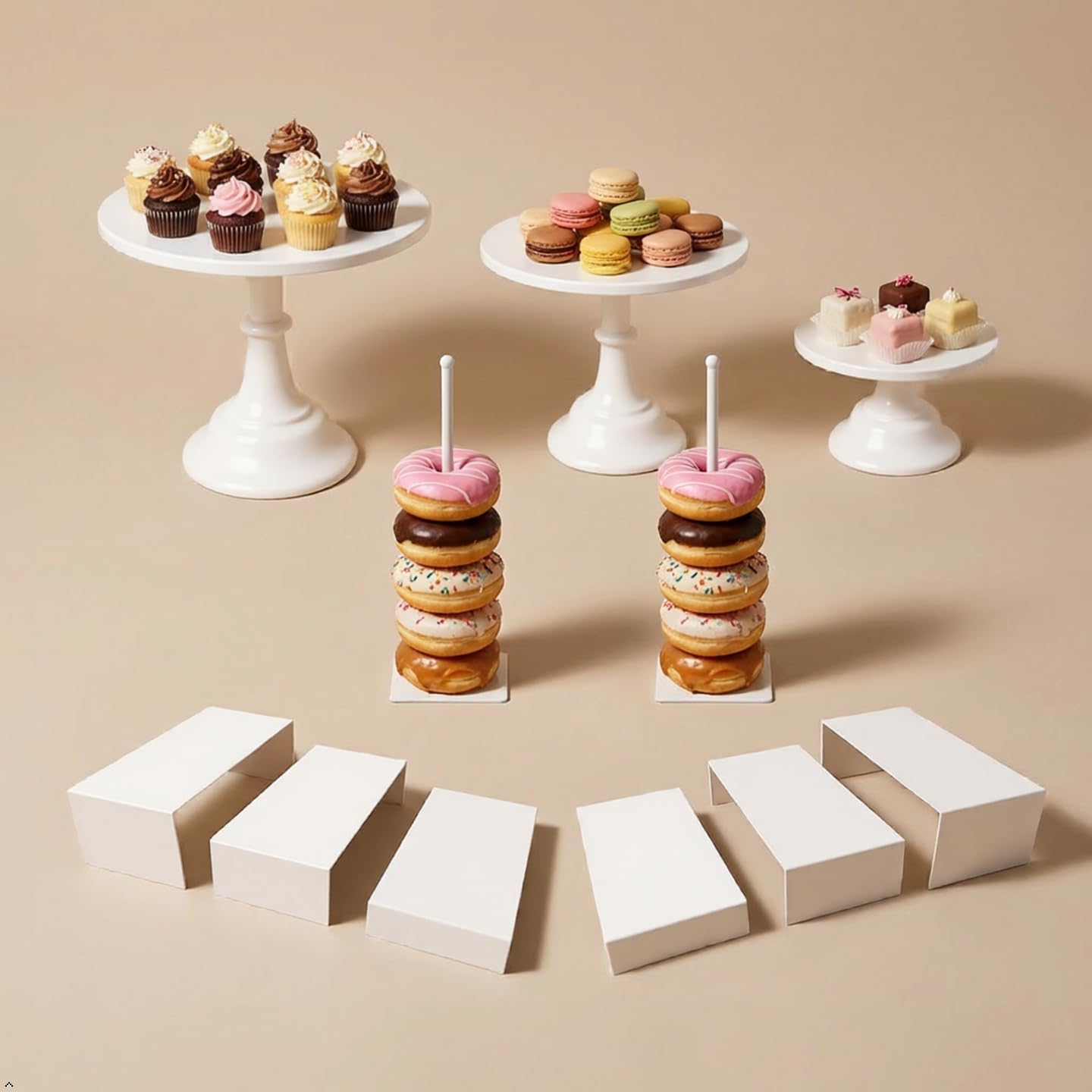 11-Piece Round White Metal Cak - Display Risers Set ulasan dan harga
