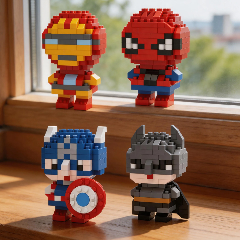 Spider-Man, Iron Man, Captain  - Building Block Mini ulasan dan harga